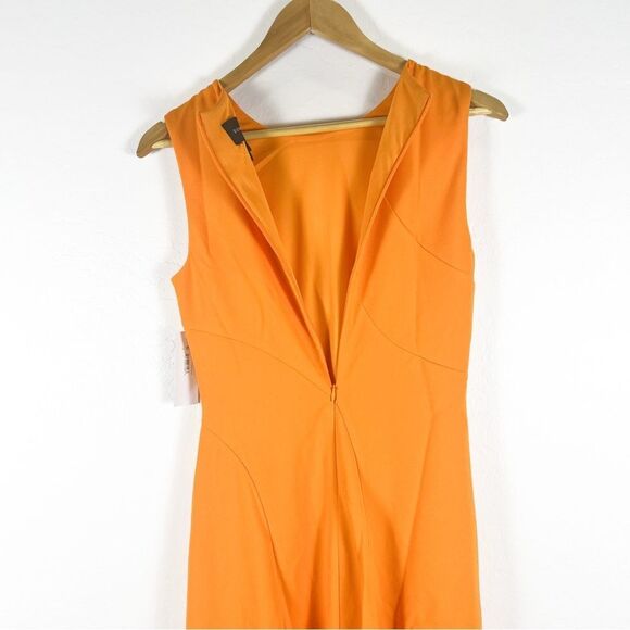 Donna Morgan Hartley Fit Flare Short Dress Orange Crepe Sleeveless Size 2 NWT - Picture 3 of 16